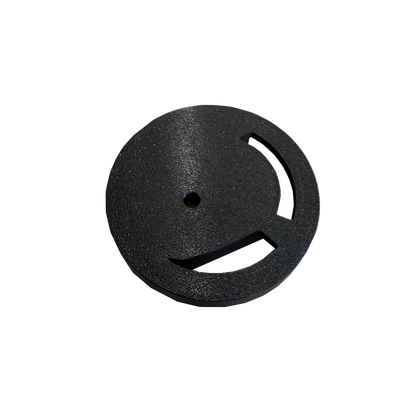 Black circular object with a central hole on a white background. Plank 3.71 Mixing Pump Upgrade (BETA) 3.7 volute
