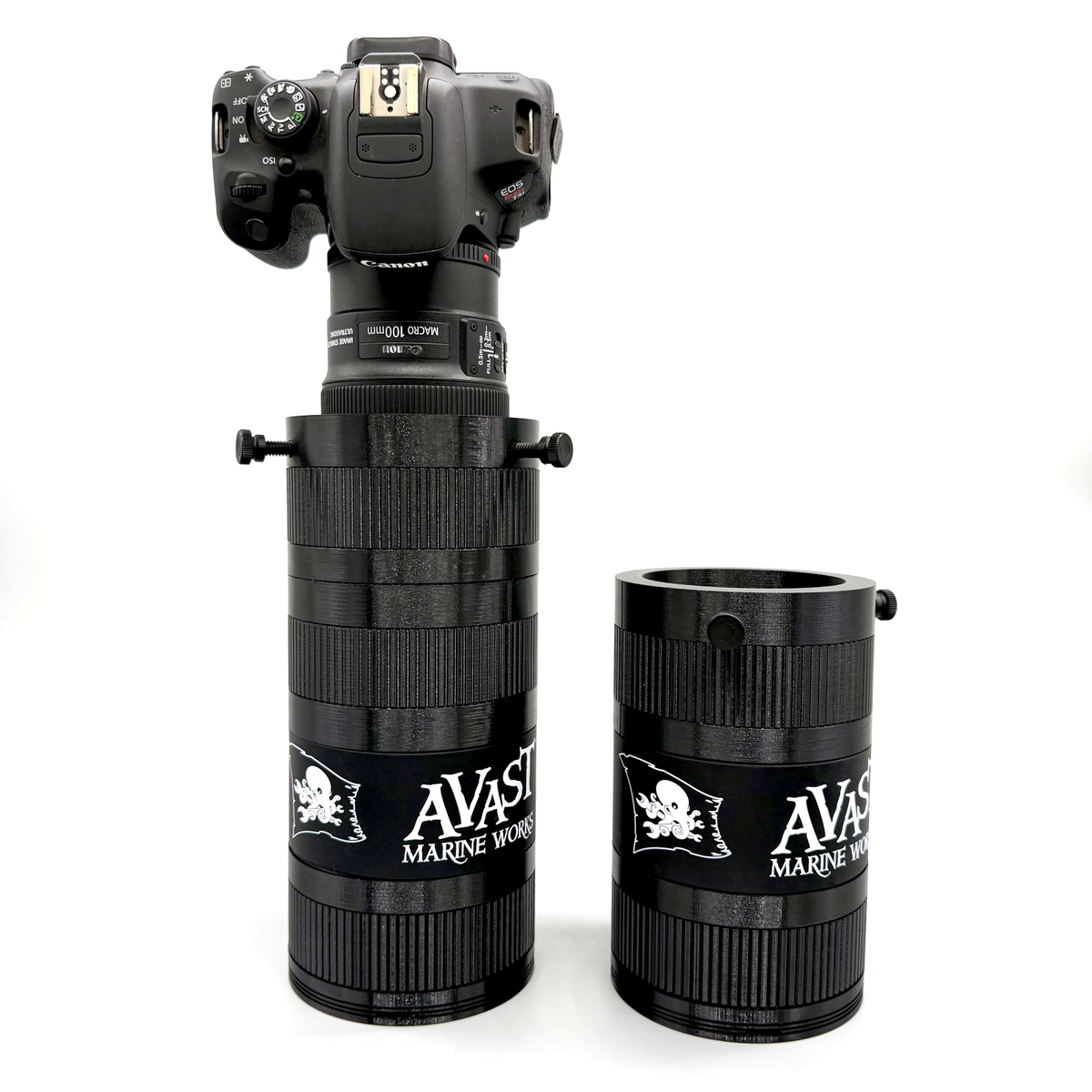 Camera lens with 'Avast Marine Worx' branding on a white background. Porthole Mark II 2.5" Focal Tuning Extension.