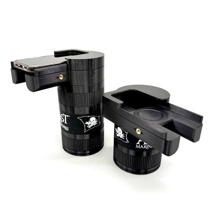 Porthole Mark II 2.5" Focal Tuning Extension. Two black phone holders with a visible Avast Marine brand logo on a white background